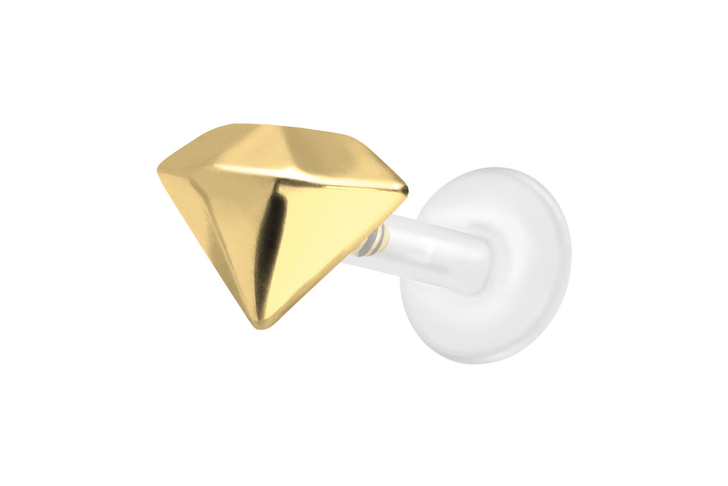 PTFE Labret Piercing mit Innengewinde + Titan-Aufsatz DIAMANT